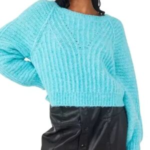 Free People Womens Carter Aqua Pullover Sweater size XS extra small